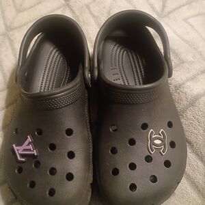 CROCS Kids Black and Purple Slippers
